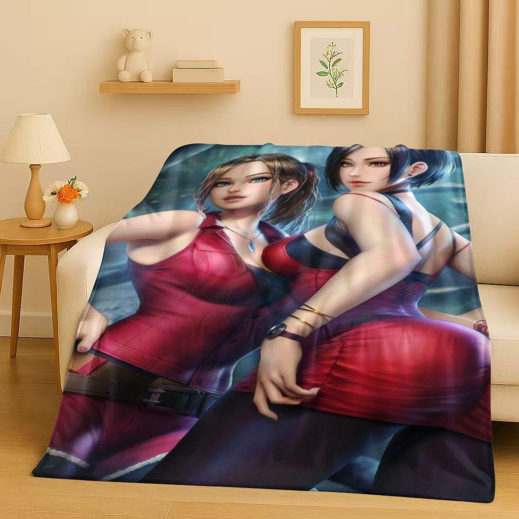 Leon R-Resident Evil Game Cartoon Gamer Flannel Blanket,Ultra Soft Warm Plush Throw for Home Bedroom Bed Sofa Cover Picnic Kids