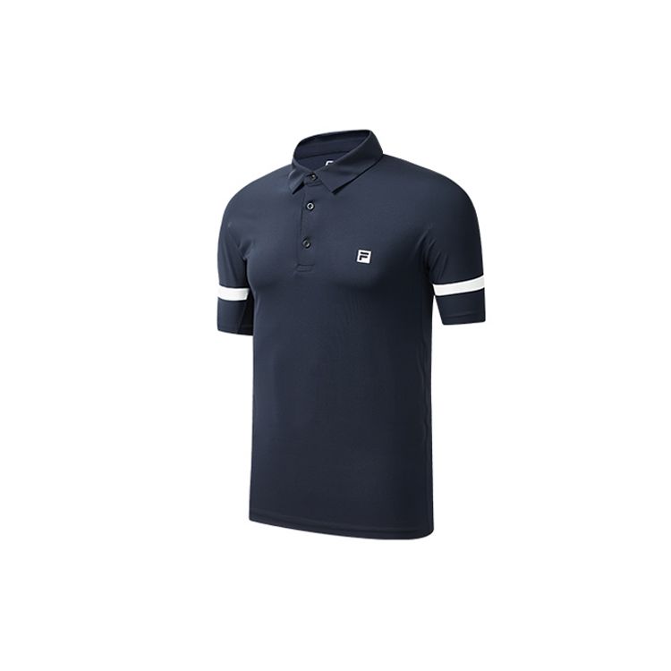 

FILA Contrast Cuff Short Sleeve Polo Shirt Men Tops Treasure-Blue A11M021152F-NV