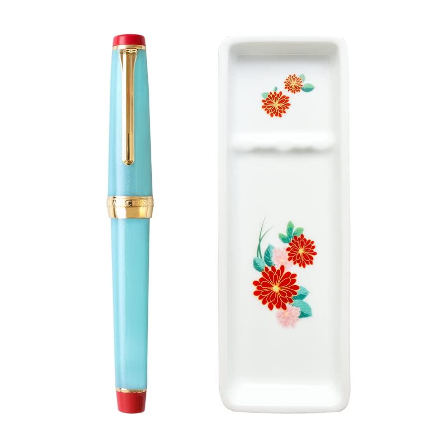 

WANCHER Fountain Pen Imari Fountain Pen and Pen Tray Set 21K Nabeshima Ware Pen Tray Made in Japan Original Design Fountain Medium [Wancher Pen] (MF
