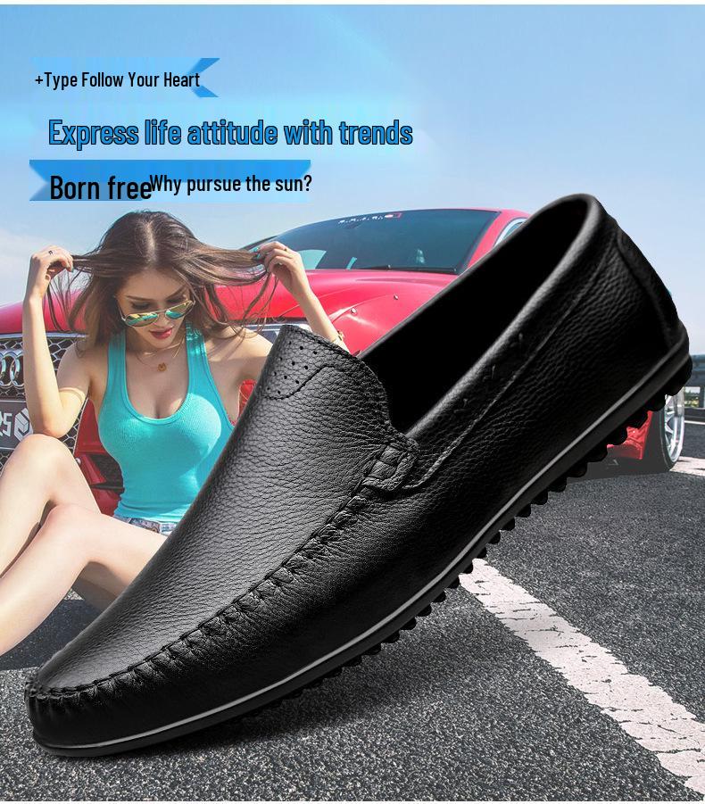 2018 Men's Genuine Leather Casual Non-slip Loafers with Soft Sole Breathable Cowhide