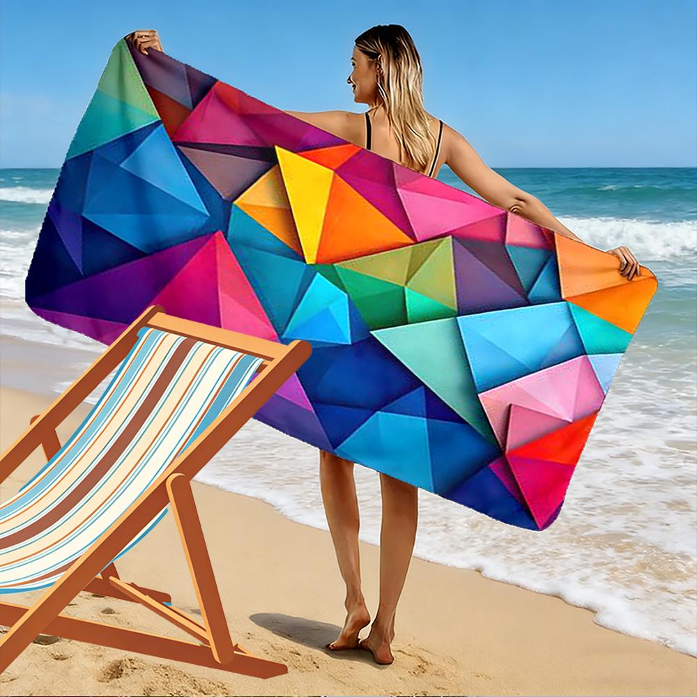 Colorful Geometric Pattern Towel Beach Towel Quick-drying for Travel Outdoor Sports Jogging Beach and Swimming