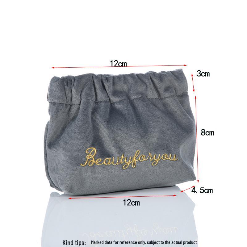 Velvet Embroidered Coin & Cable Holder - Snap Closure for Earphones, Mini Lipstick, and Accessories