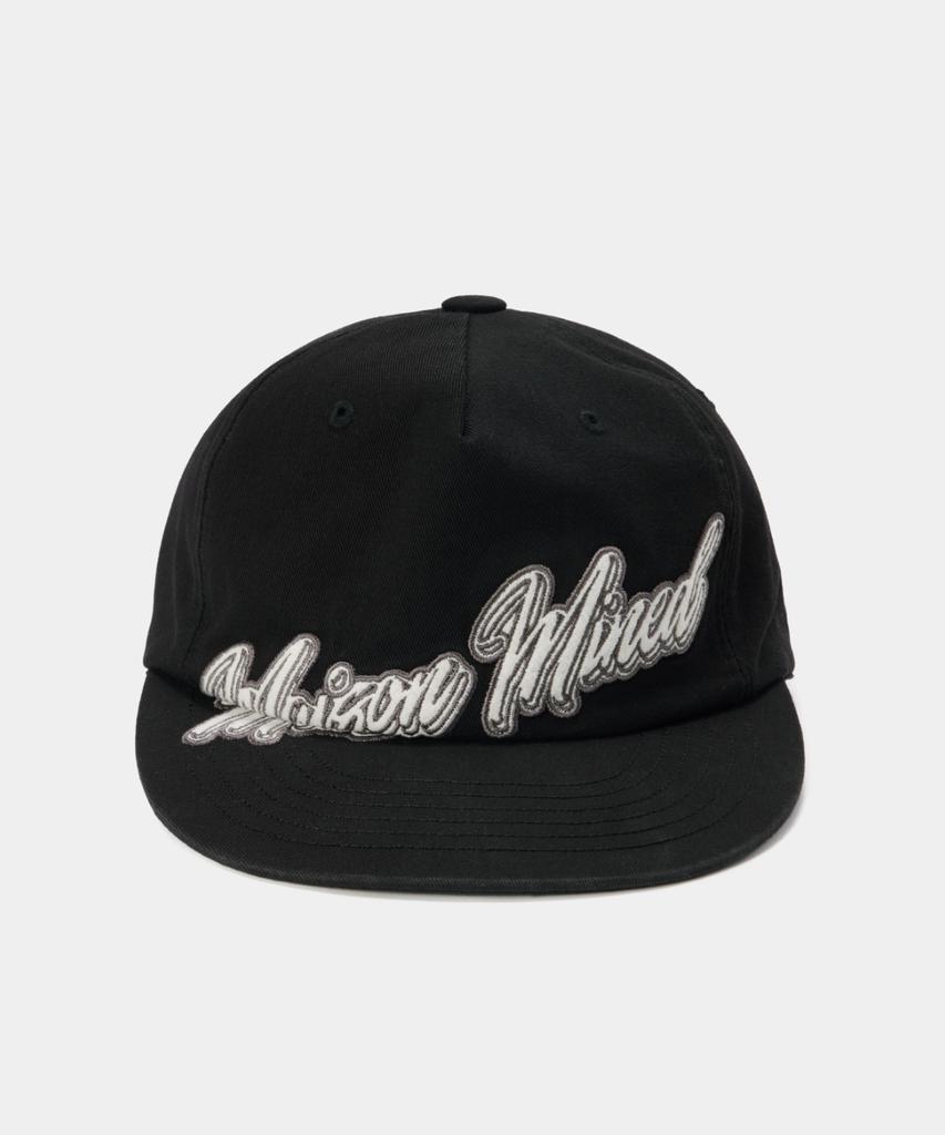 MAISON MINED Script Type Applique Ball Cap Black