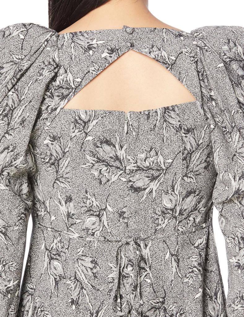 Snidel Draped Tie Rayon Print Dress SWFO234116 GRY Women's