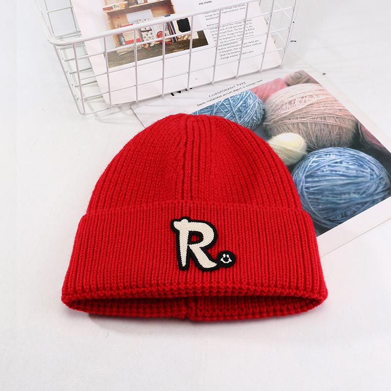 Korean Version New Solid Color Letter Knitted Hat Autumn and Winter Casual Versatile Wool Hat Student Face Little Couple Hat Women