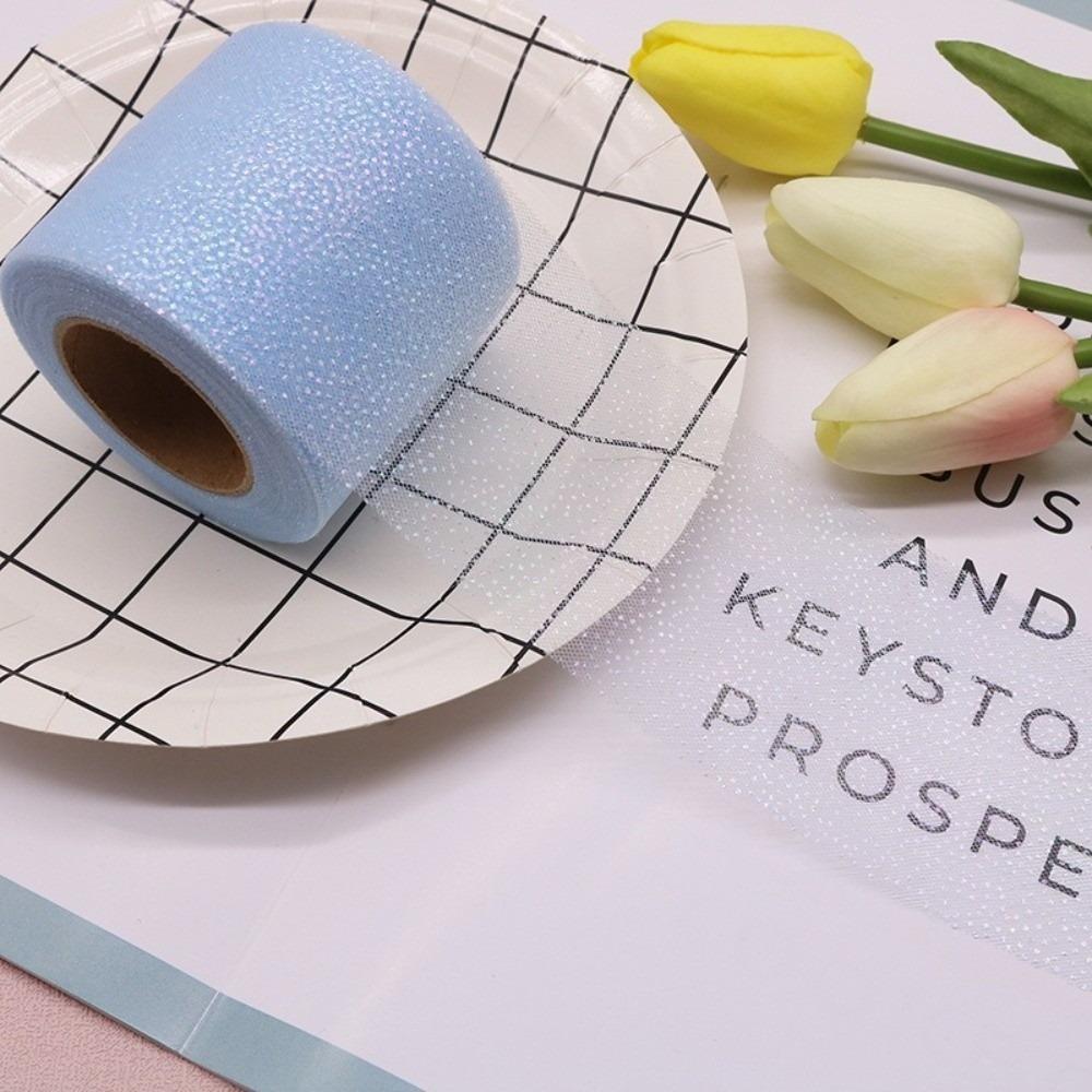 6CM 25Yards Glitter Dot Tulle Roll DIY Craft Gifts Packaging Material New Crystal Sequin Ribbons