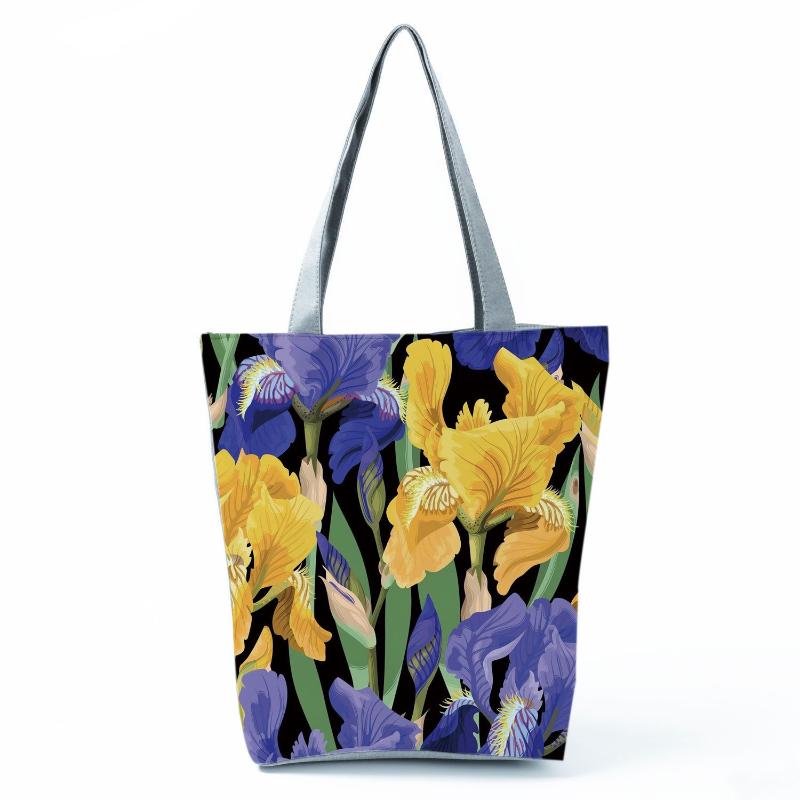 High Capacity Shoulder Bag Shopping Bags Bright Colors Floral Print Handbag Casual Travel Multi Functional Beach Bag Commuting Tote Bag