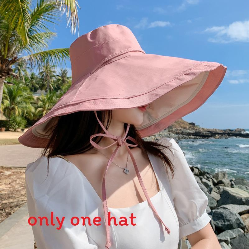

Summer Sun Protection Hat With Wide Brim For Women Beach Outdoor Uv Shield Cotton Fabric рожевий