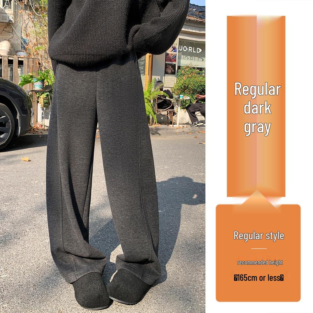 White Cashmere Wide-Leg Sweatpants: Women's 2025 Autumn/Winter High-Waisted Soft Velvet Rice Pants