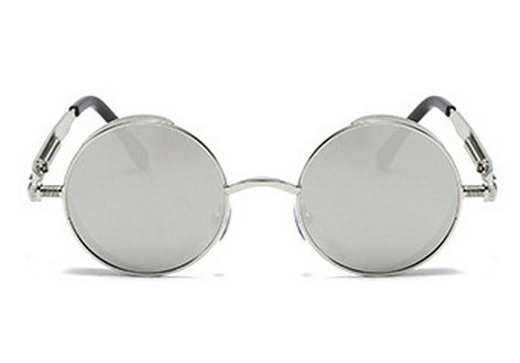 Versatile European-American Steampunk Metal Sunglasses with Spring Legs - Model 58028
