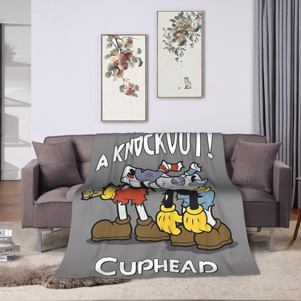 Cupheads & Mugmans Blanket Cartoon Super Soft Fluffy Plush Throw Blanket For Boy Girl Living Room Flannel Bedspread Bed Cover