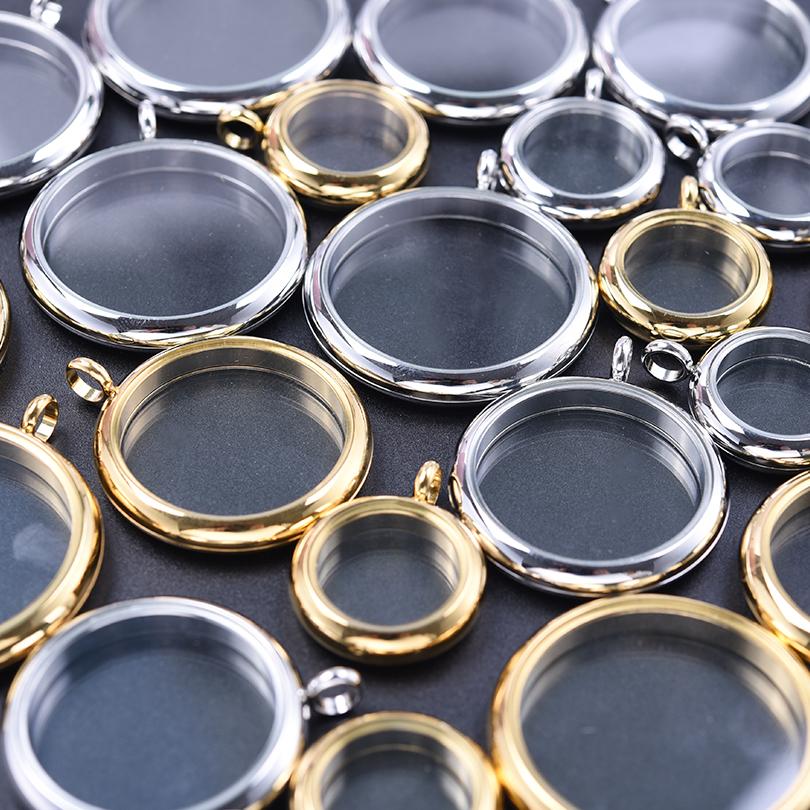 Size 25/35/40mm Round Glass Twist Living Memory Stainless Steel Locket For Jewelry Making DIY Photo Floating Accessories Finding