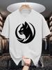 Trendy Unisexs Summer Tee Circular Cat Head Print Soft Cotton Crew Neck Short Sleeve Casual Loose Street Daily Wear Top Male