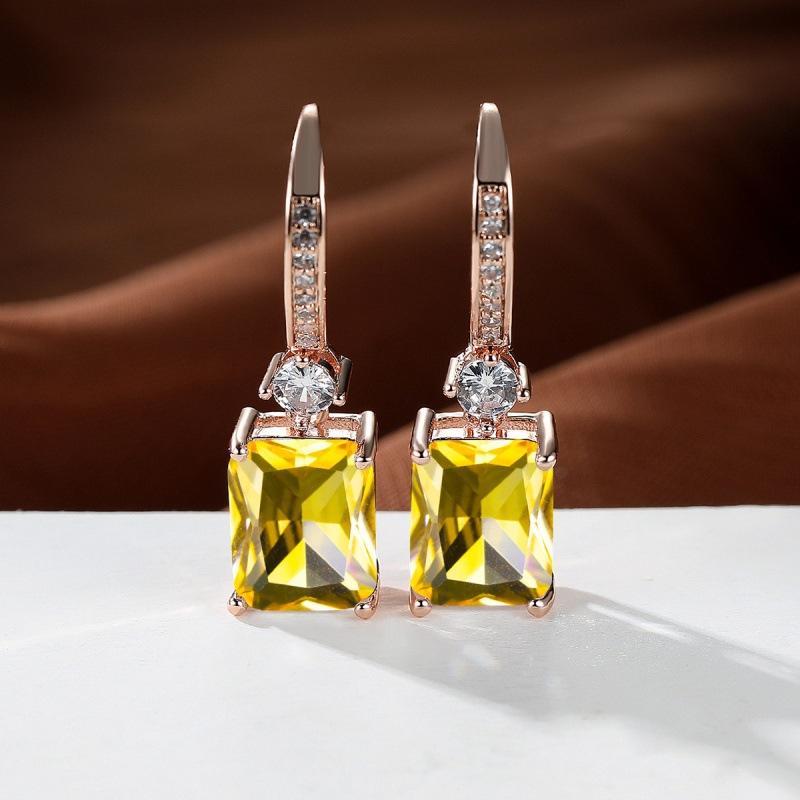 Wish explosive platinum micro-inlaid zircon square diamond quadrilateral stud earrings couple light luxury temperament jewelry