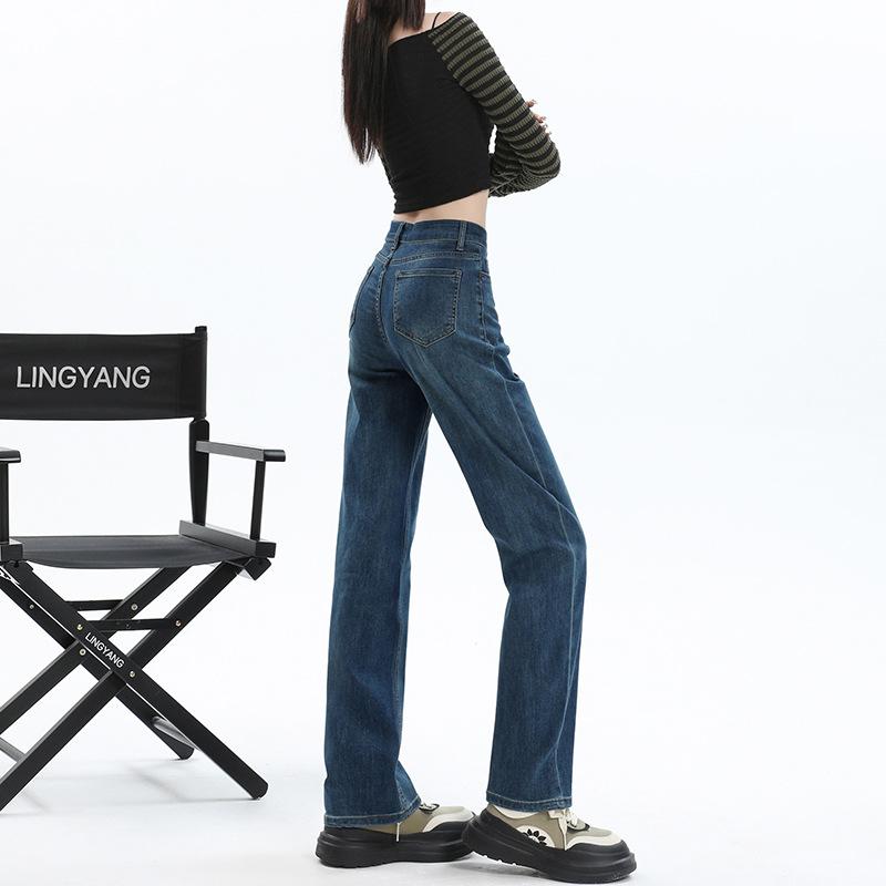 Narrow Version Straight Jeans Women's Spring High Waist Thin Pipe Pants Women's Spring Straight Pants Women's Spring Small
