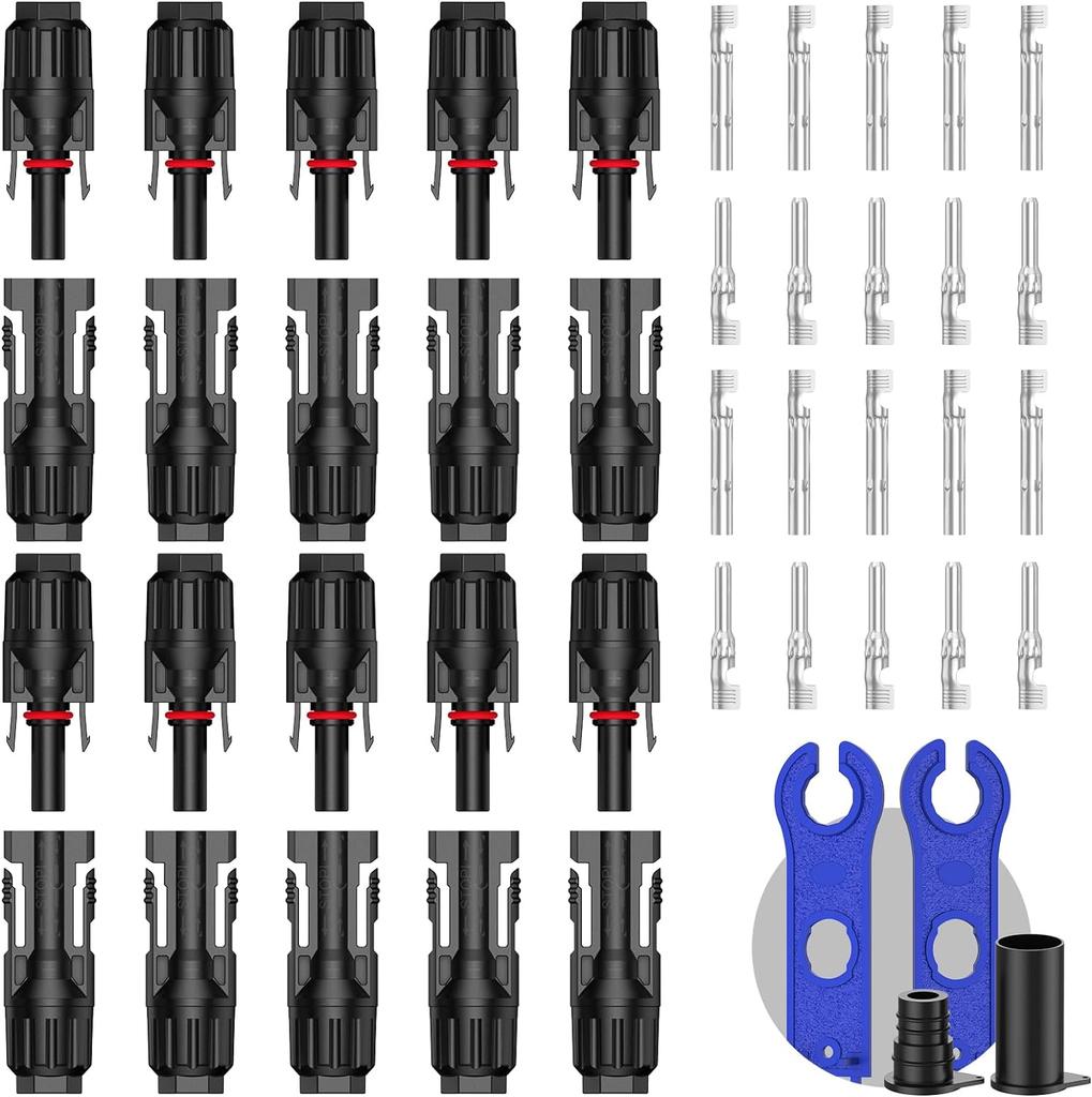 Male and Female Solar Panel Cable Connectors Waterproof Seal Ring Connector Y /T Branch Parallel for Solar System Use
