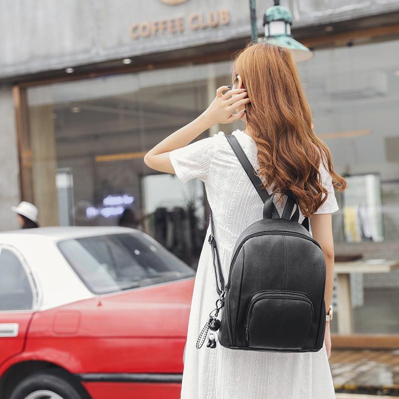 Women's Casual Backpack New Korean Style Large Capacity Fashion Versatile Soft Leather Single Shoulder Crossbody Backpack