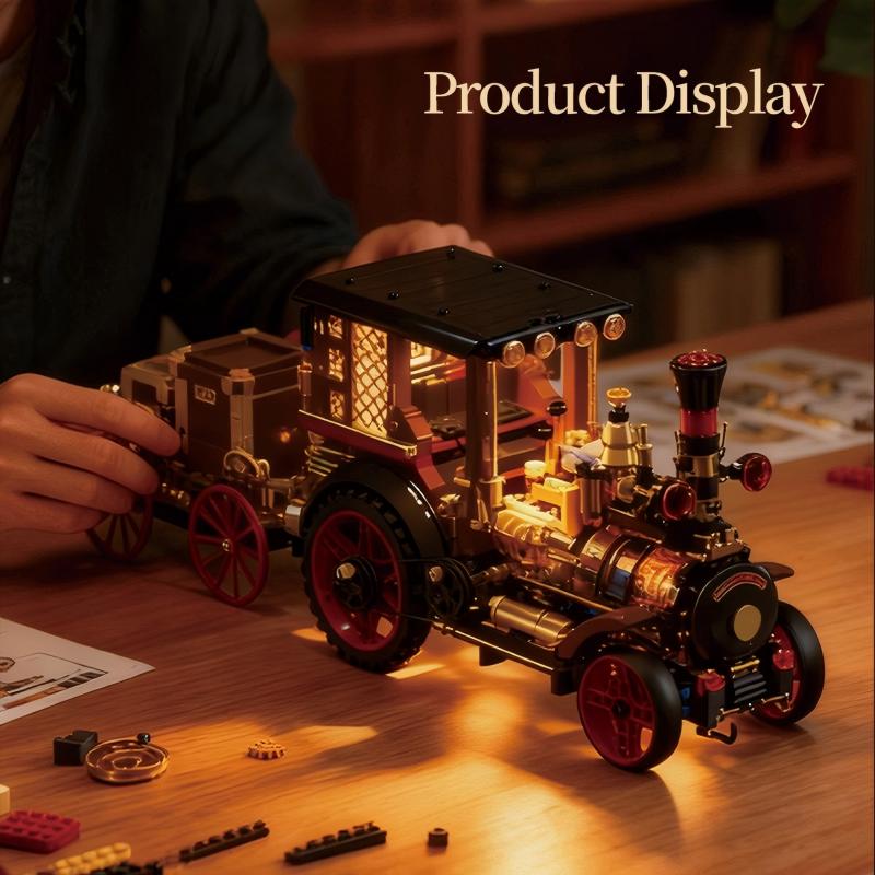 Creative 1331Pcs Vintage Mechanical Steam Car Building Blocks City Retro Steam Punk Vehicle Desktop Decoration Bricks Toys Gift