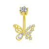 Stainless Steel Zircon Butterfly Navel Ring and Chain