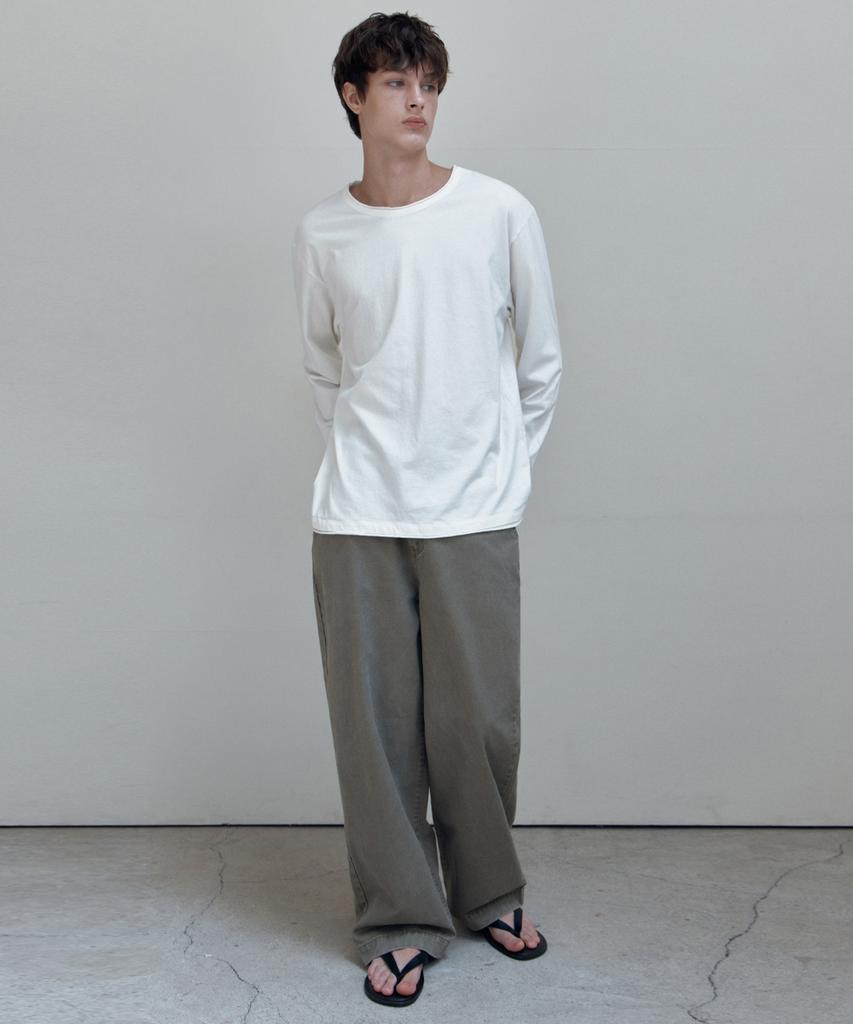WEDNESDAY OASIS Raw Edge Long Sleeve T-Shirt_Ivory(Wb6Tp54)