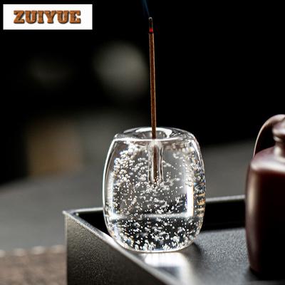 Ručně vyráběný křišťálový skleněný držák na vonné tyčinky Zen, kreativní držák na pokličku aromatického hrnce s vodopádem kouře z vonných tyčinek
