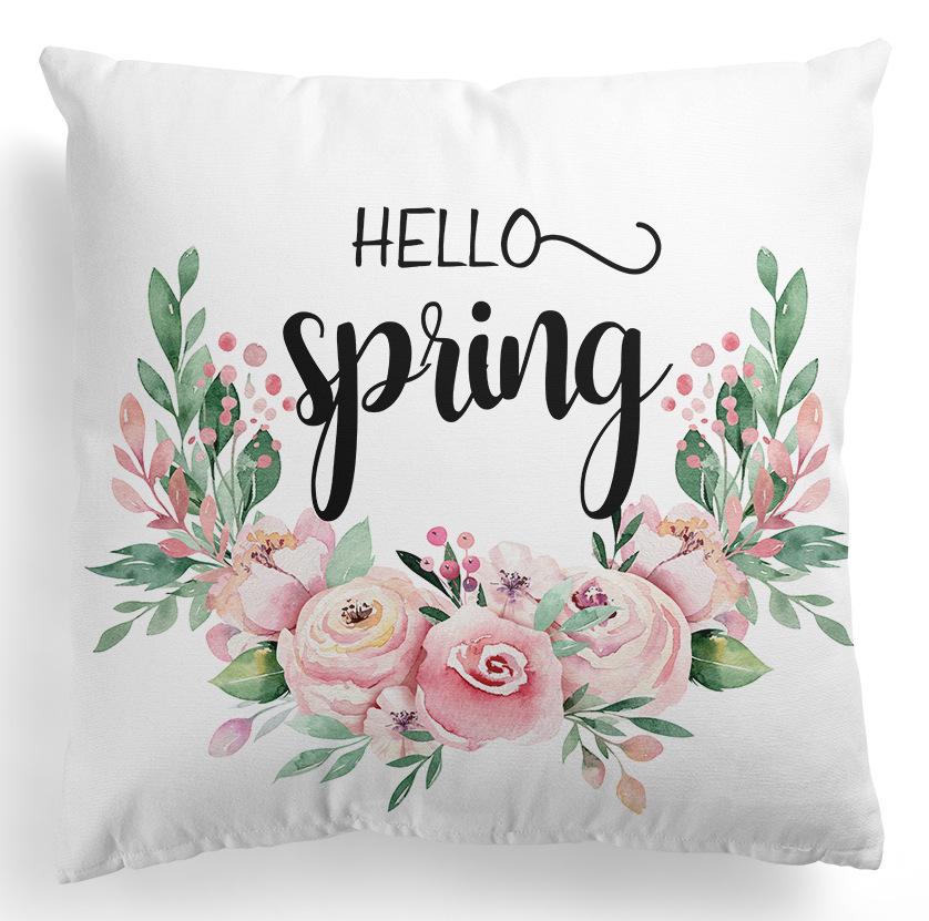 New Spring Flower Pillowcase Easter Bicycle Small Truck Peach Leather Velvet Printed Home Pillowcase