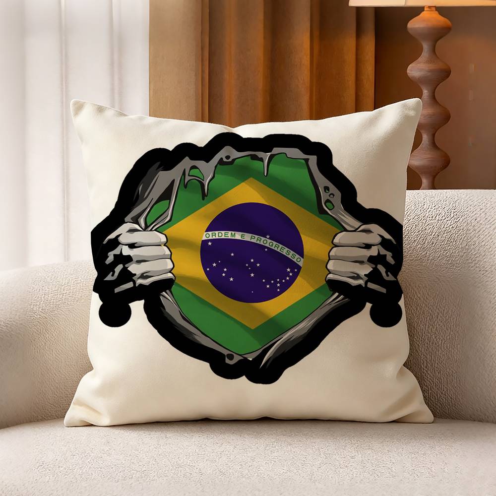 BBrazil FFlag Cotton Linen Square Pillow Covers Home Decor Gifts