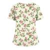 Women's Floral Print V Neck Medical Scrub Top with Side Slits Short Sleeve Professional Nurse Uniform Shirt for Healthcare Workers