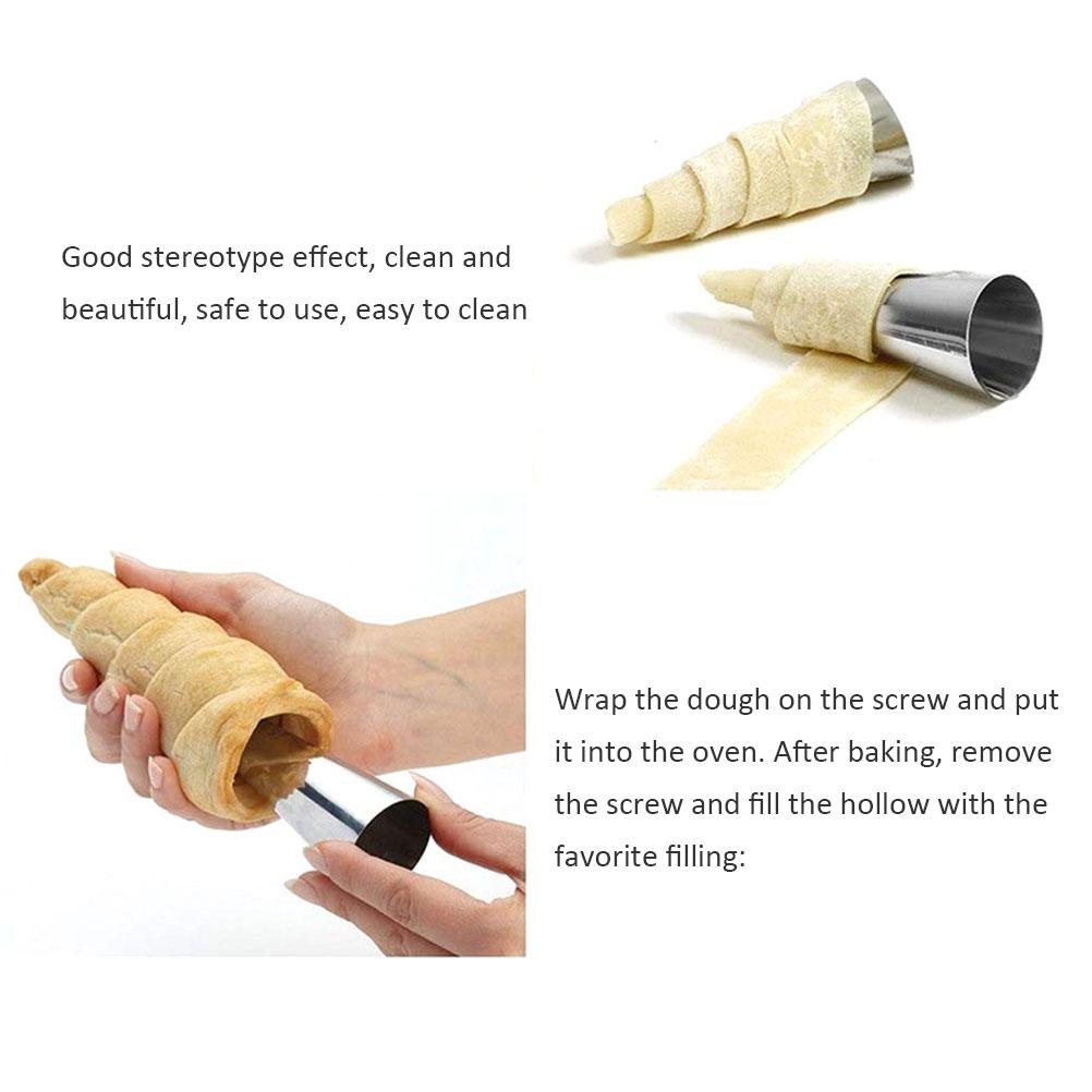 12PCS Stainless Steel Baking Cone DIY Baking Tool Spiral Croissants Mold