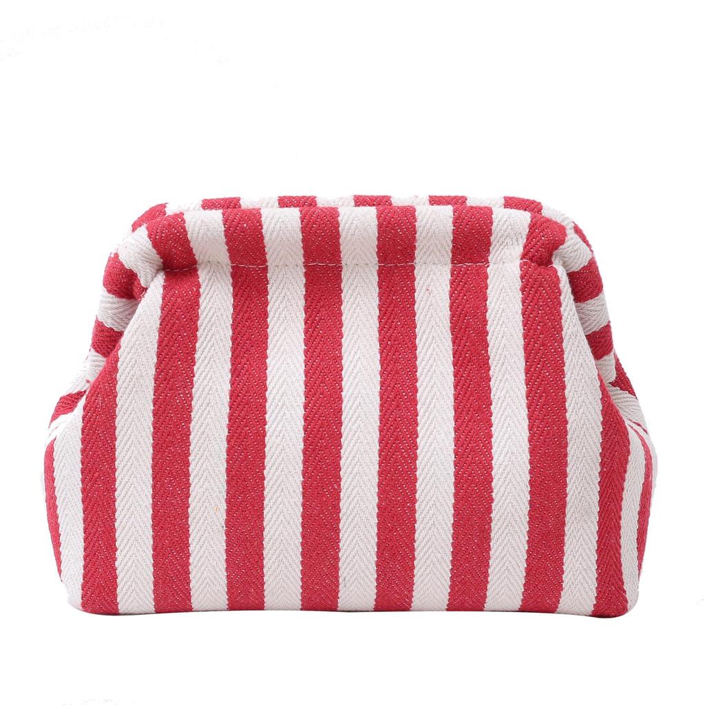 Trendy Color Block Stripe Makeup & Coin Storage Clutch for Women