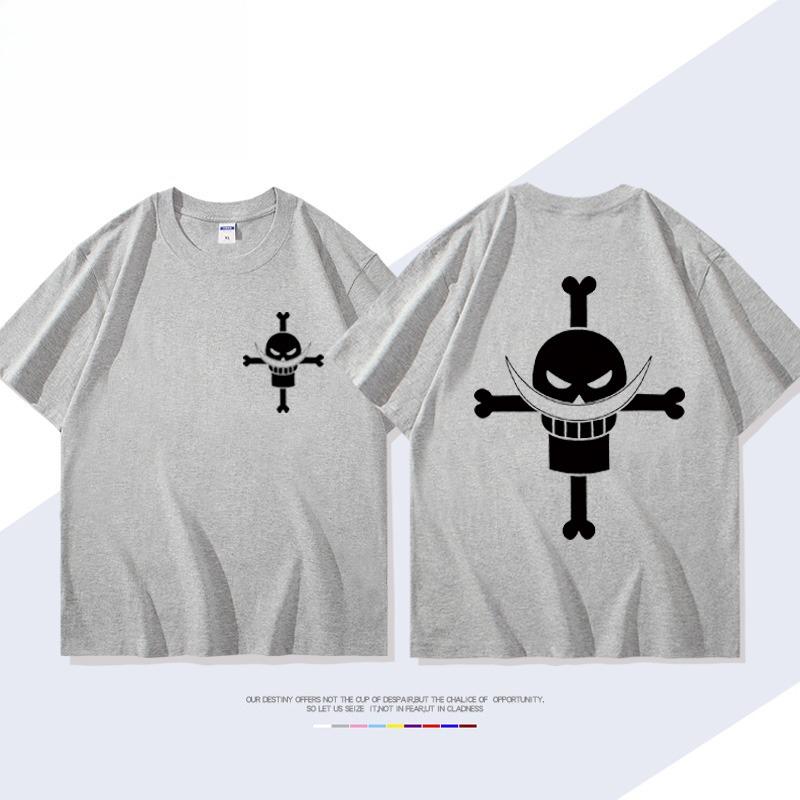 ONE PIECE Animation Derivatives White Beard EdwardNewgate Printed Short Sleeve Tshirt Mens Womens Fashion Loose Cotton Top