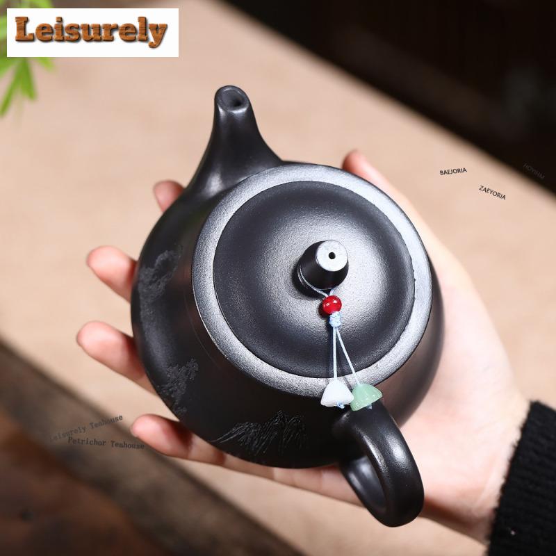 191ml Classic Yixing Purple Clay Teapots Handmade  High Mountains Pot Raw Ore Stone Yellow Mud Kettle Zisha Tea Set Tableware