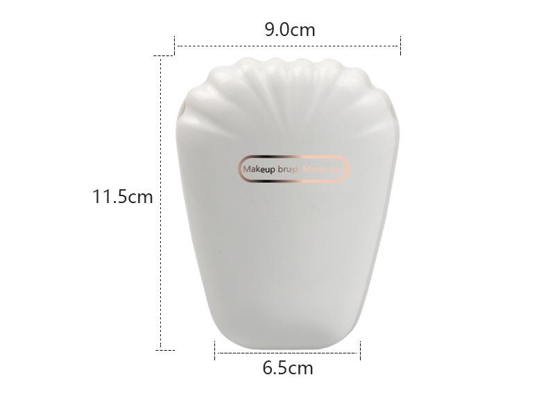 Seashell Portable Makeup Brush Set with Mirror - 5-Piece Eyeshadow & Foundation Tools