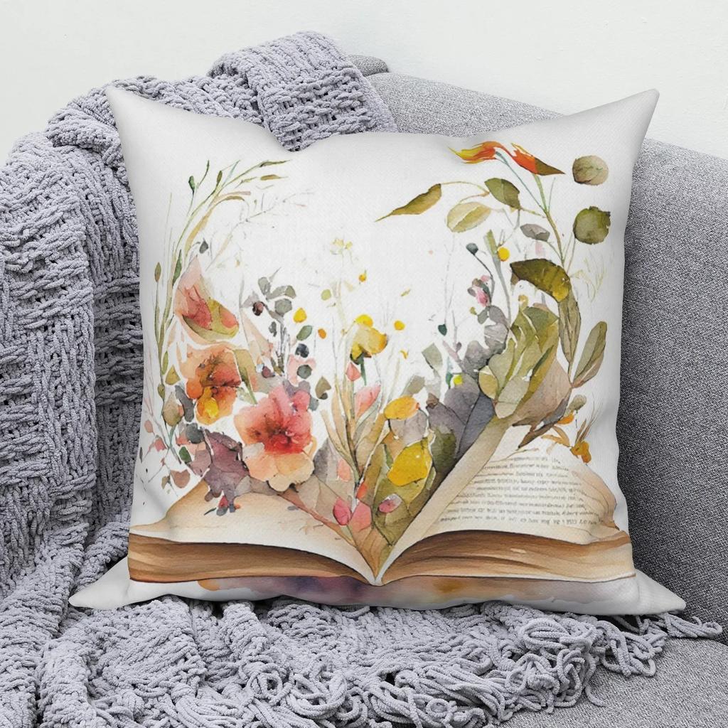 Heimdeko Floral Buch & Wildblumen-Druck Kissenbezüge Muster Kissenbezug Geeignet für Sofa Schlafzimmer Auto Kissenbezug
