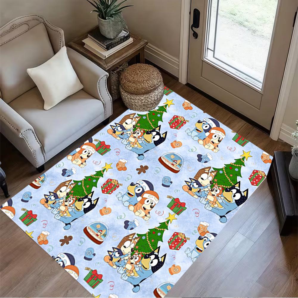 Bluey Family Adventure Carpet Design for Foyer Decorate Room Bedrooms Dormitory Anti-slip Rug Office Home Decor Gift for Festivals