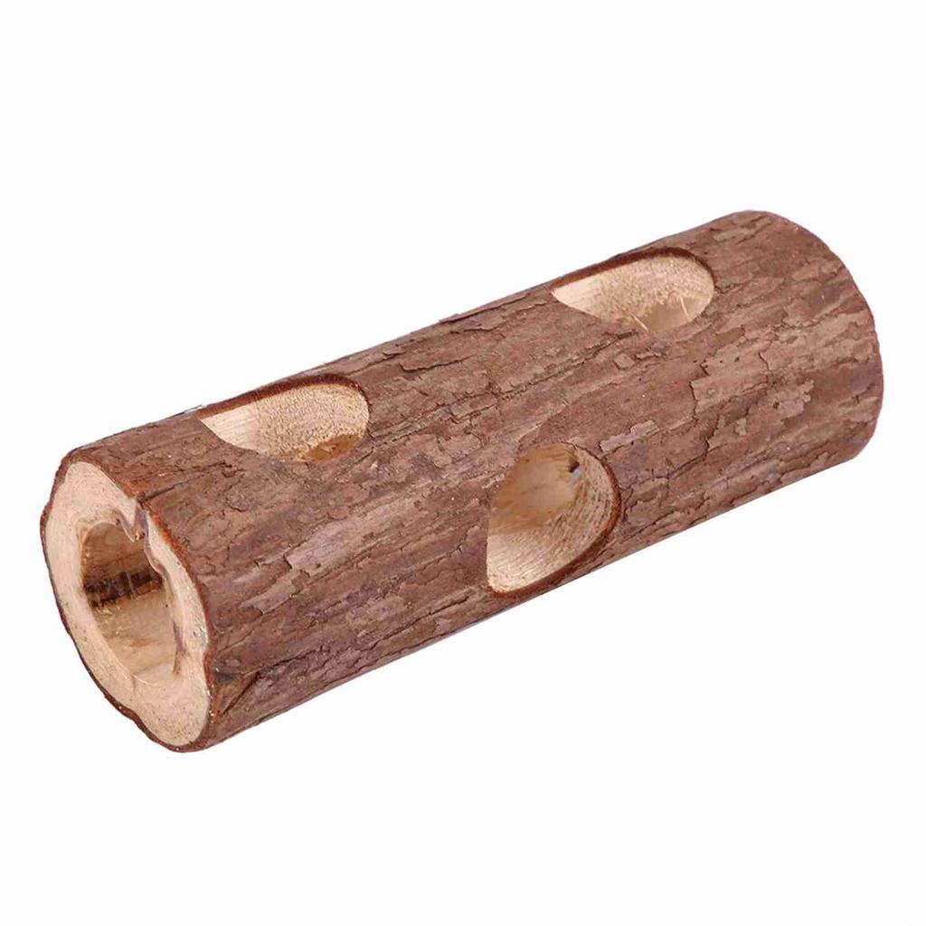 Wooden Animal Tunnel Exercise Tube Chew Toy for Rabbit Ferret Hamster Guinea Pig