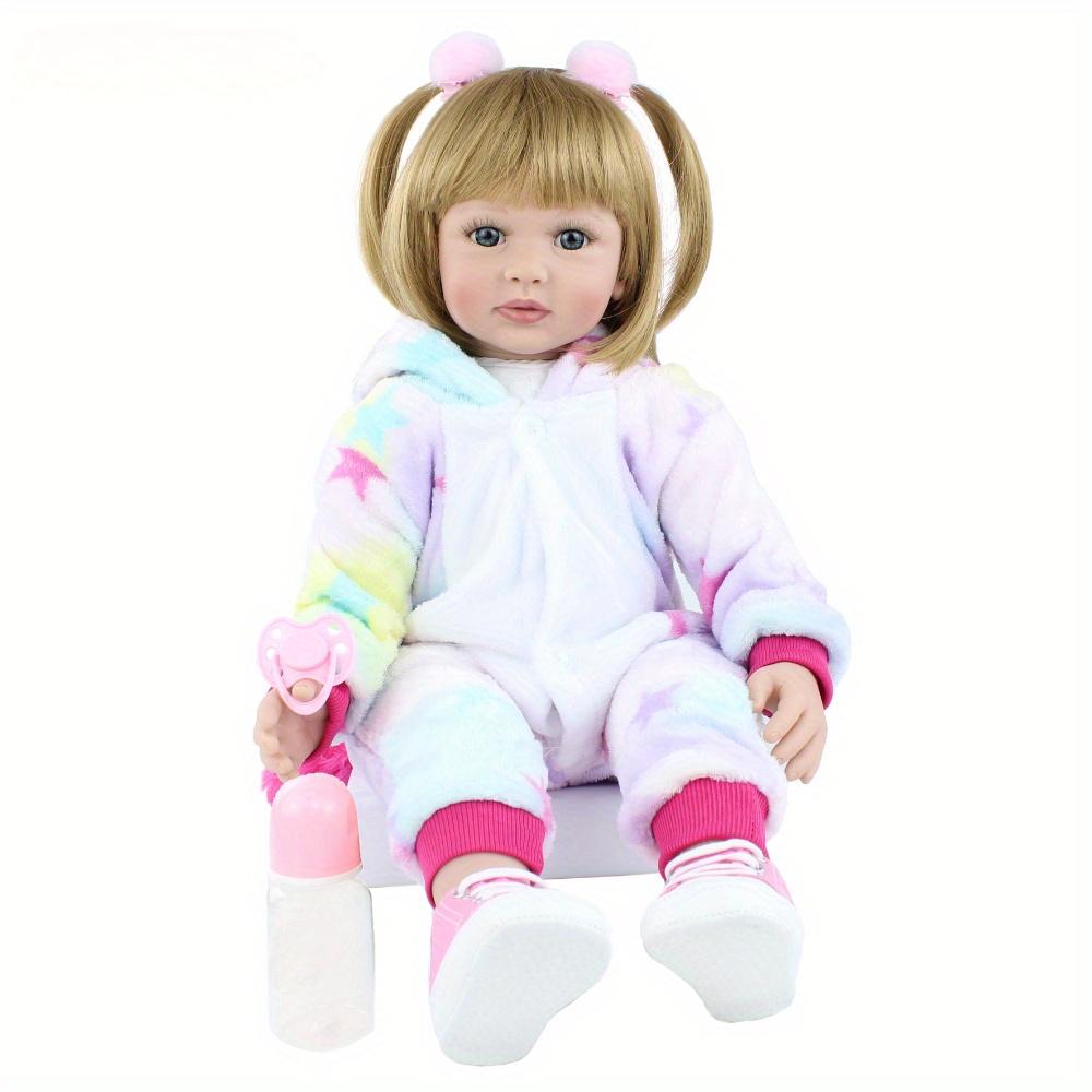 

BZDOLL 60cm Soft Vinyl Reborn Toddler Doll Cloth Body Girl 24inch Princess Babies Blonde Bebe Child Birthday Gift cloth body doll