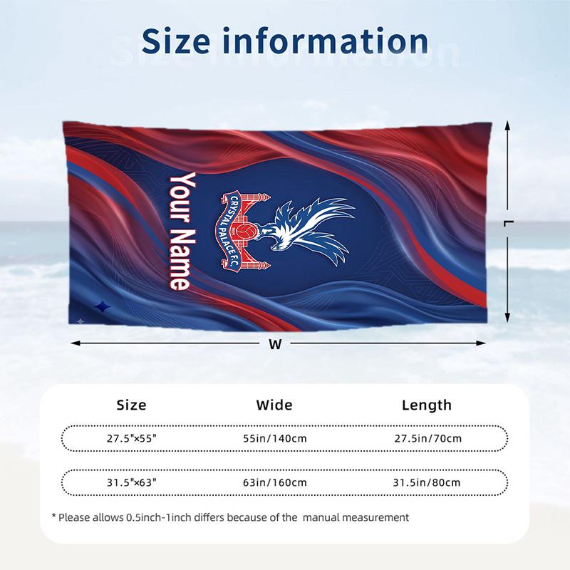 Beach Towel Custom Name Text, Quick Dry Large Towel For Beach HomeCrystal Palace