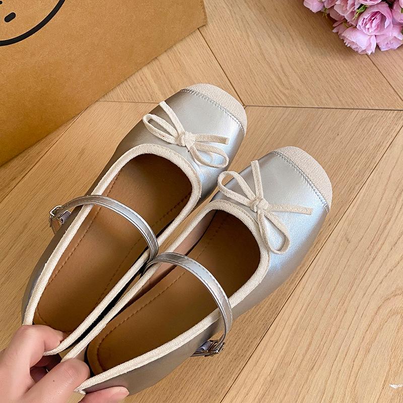 Růžové balerínky na silném podpatku dámské 2025 nové vnitřní zvýšení výšky sukně motýl Mary Jane vysoké podpatky