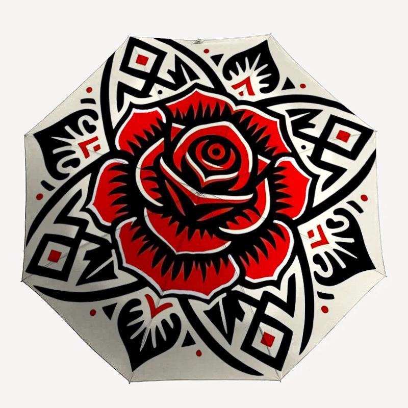 

1pc Rose Mandala Fashionable Automatic Opening/Closing Folding Umbrella with 8 Bones, Windproof Portable, Daily Use121