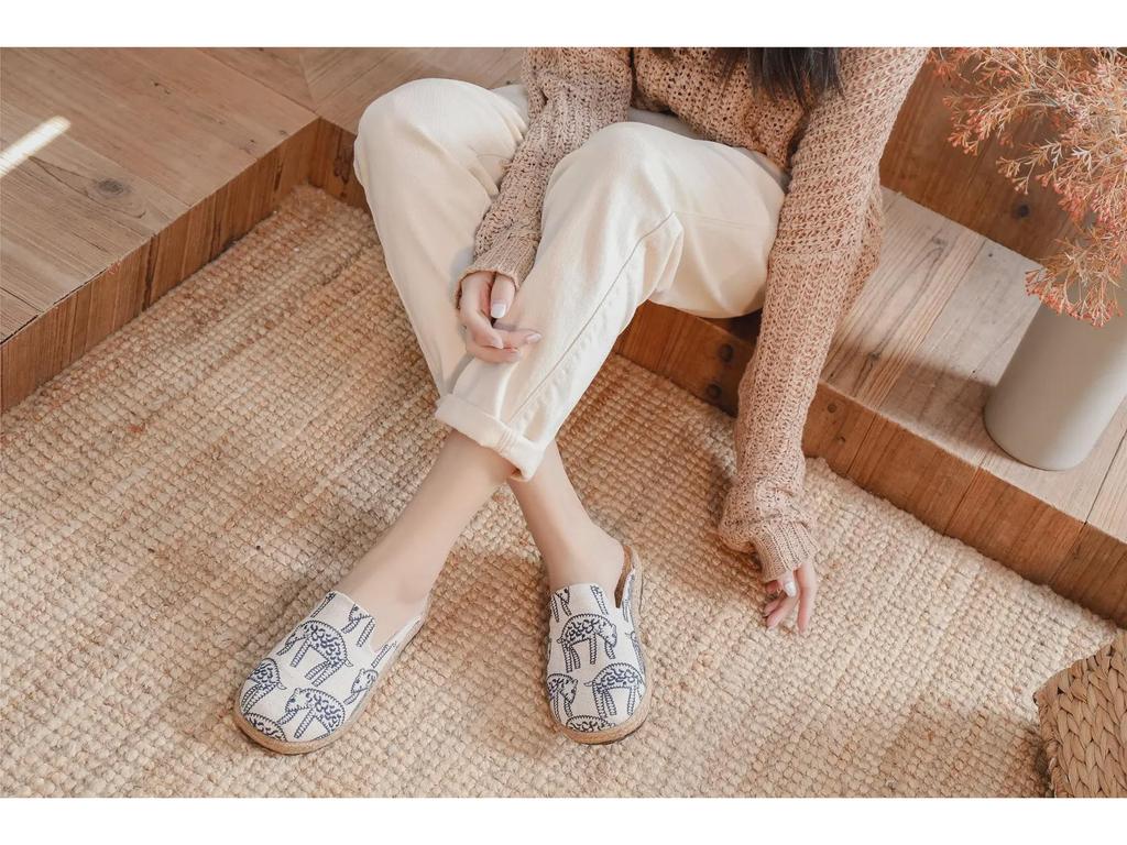 Spring 2021 Women's Linen Plaid Shoes - Breathable Sewing Line Mori Girl Style