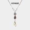 Ethnic Style Ceramic Leaf Tassel Necklace for Women - Autumn/Winter Accessories