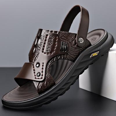 Fashion Big Size Men Leather Sandals Summer Classic Men Shoes Slippers Soft Sandals Men Roman Comfortable Outdoor Walking Footwear