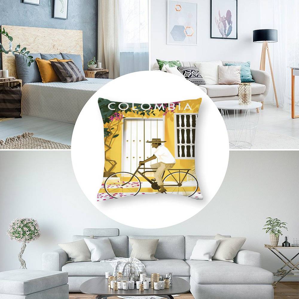 Vintage Colombia Style Pillow Case Short Plush Double-sided Print Square Throw Pillow Covers Sofa Home Cushion Decor