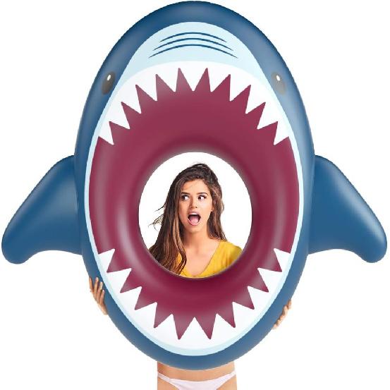 Jasonwell Inflatable Shark Pool Float Shark Floaties Water Fun Summer Beach Swimming Pool Tube Inflatables Ride On Pool Party Raft Lounge Toys for