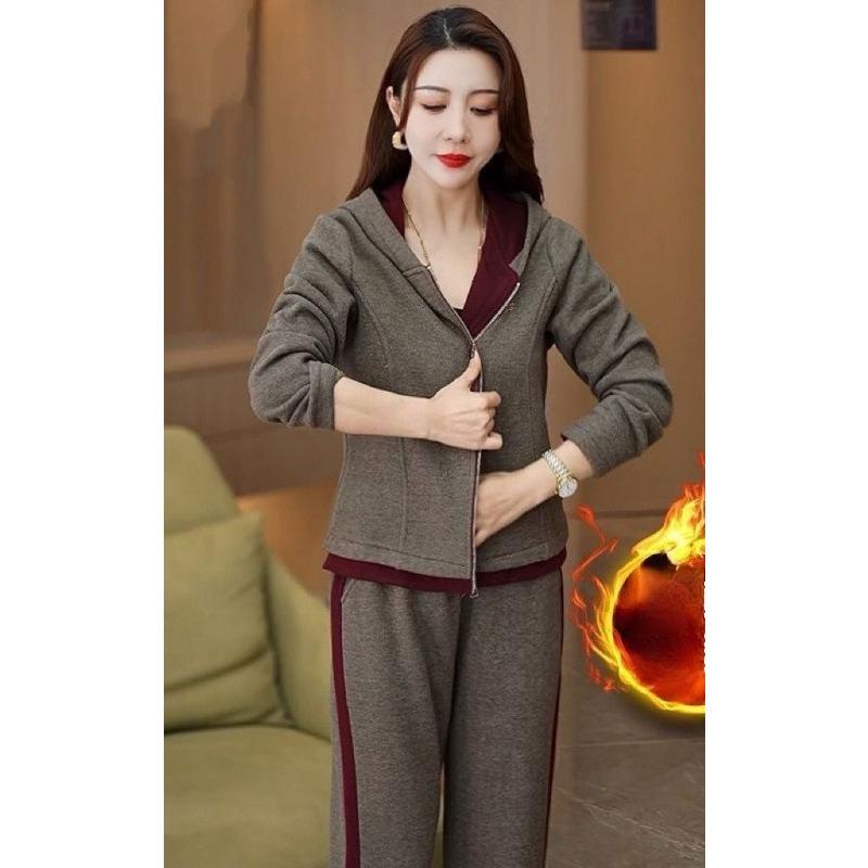 New Autumn and Winter Thickened Velvet Casual Sports Hooded Jacket for Women All-match Suit