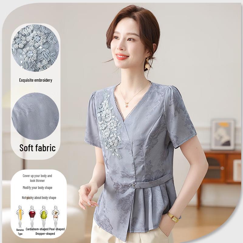 Yuzhaolin New Chinese Style Embroidered Top for Women 5XL