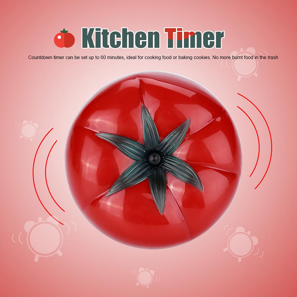 Tomato Shaped Mechanical 60 Minutes Countdown Timer Kitchen Cooking & Baking Helper 7.2 X 5.5cm