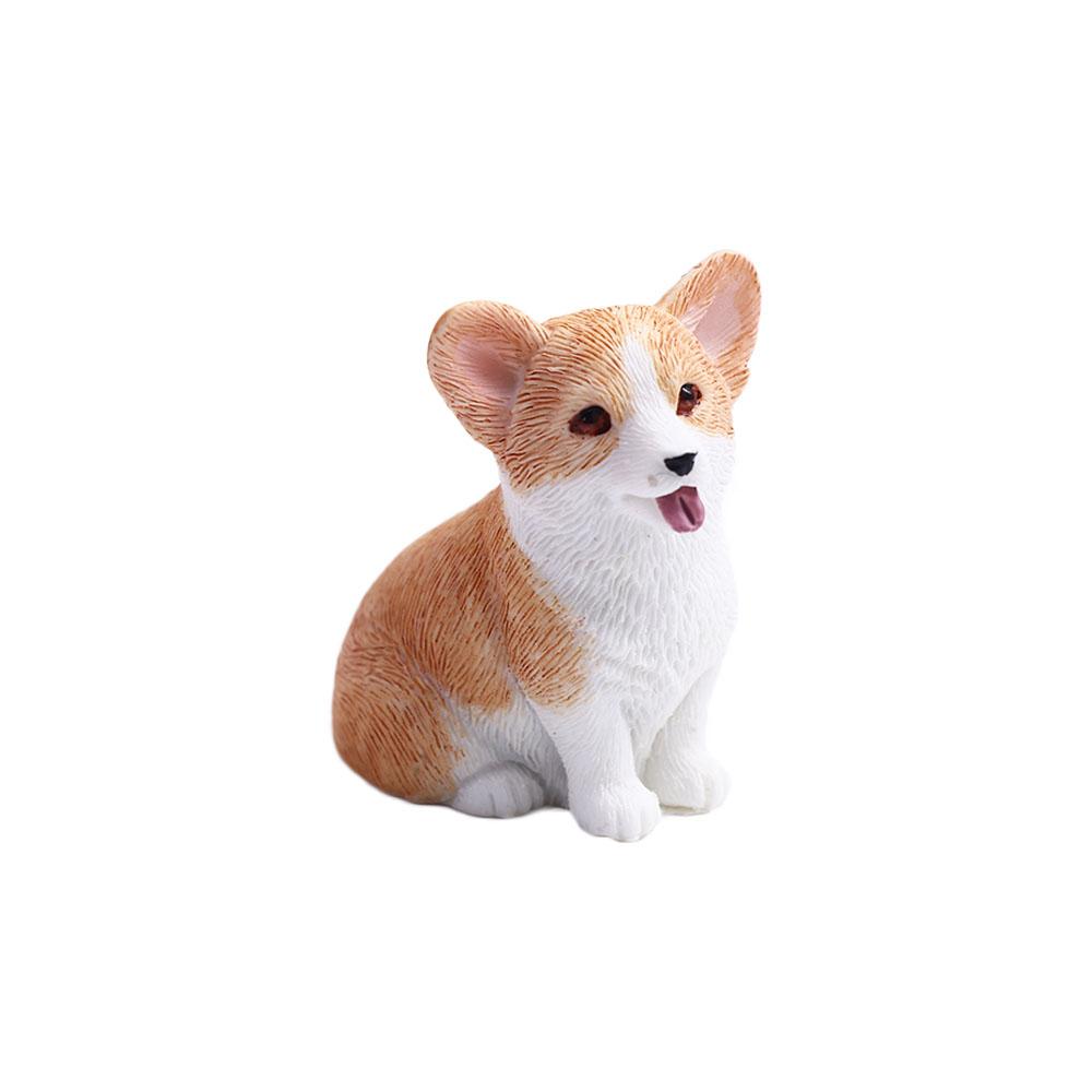 Car Accessories Children s Gift Mini Animal Resin Figures Dog Doll Car Ornament Simulation Dog Corgi Model Miniature Figurines