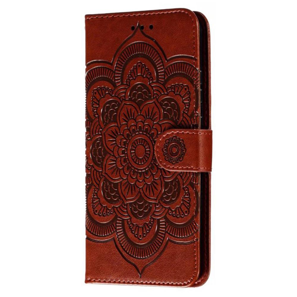 For Samsung Galaxy S25 FE Case PU Leather Mandala Imprinted Design Wallet Phone Cover with Wrist Strap
